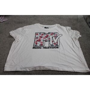 Womens Crop Top MTV Shirt Crop Graphic Tee T-shirt 3XL